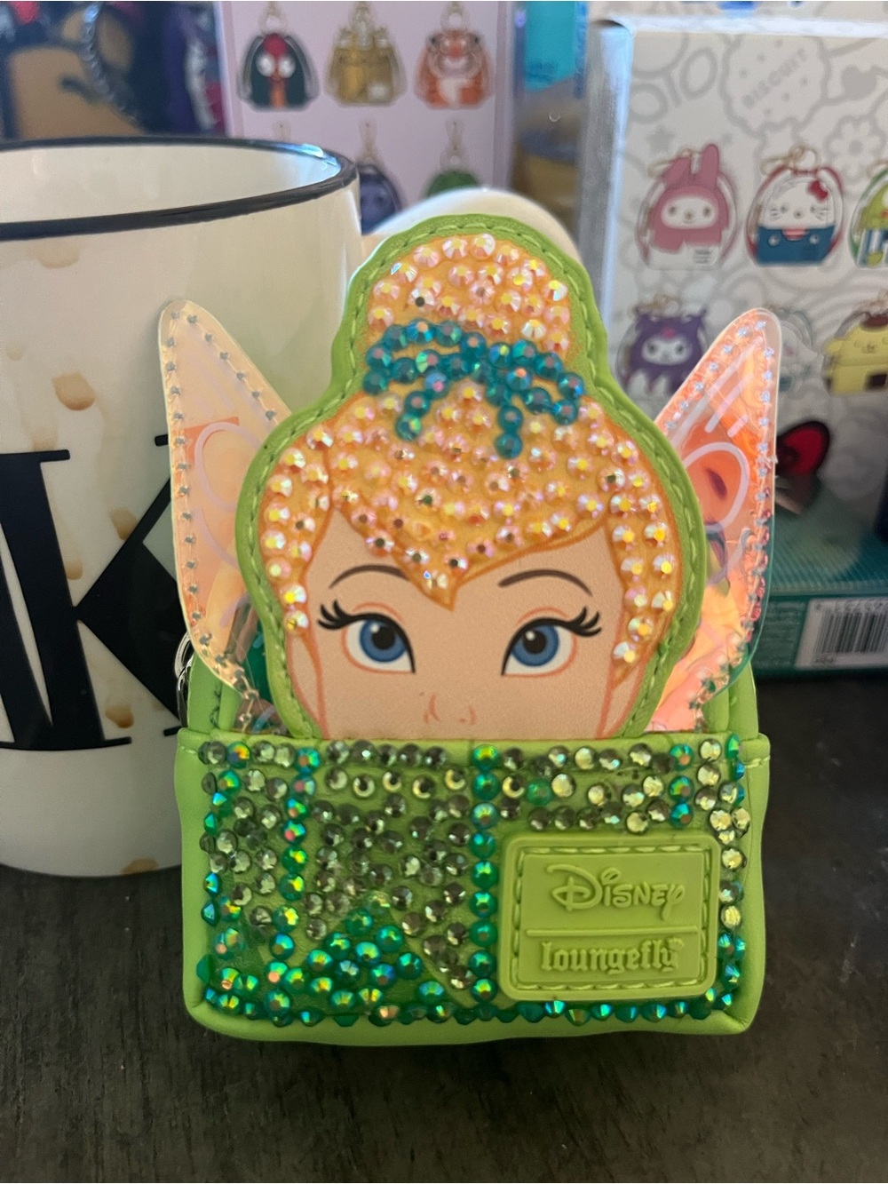 Loungefly Kids Tinker Bell Green Glitter Rhinestone Coin Purse